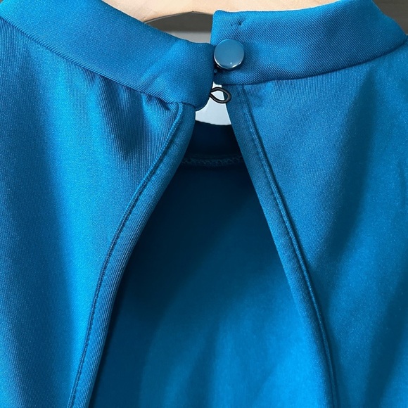 ASOS|Teal Midi high neck pencil dress with cut out back and shoulder detail••• - Picture 14 of 14